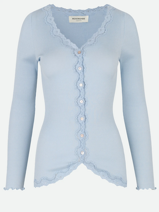 Silk cardigan w/ lace
