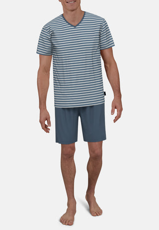 Short Lounge Set, V-A., blau-mittel-Ringel