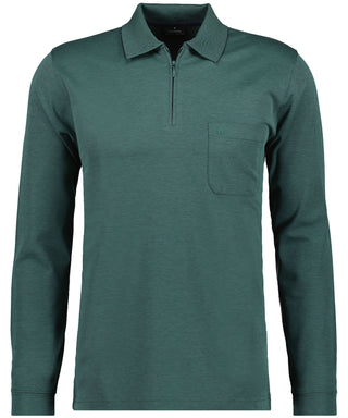 Softknit-Poloshirt Langarm mit Zip