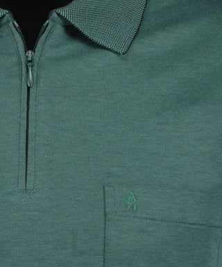Softknit-Poloshirt Langarm mit Zip