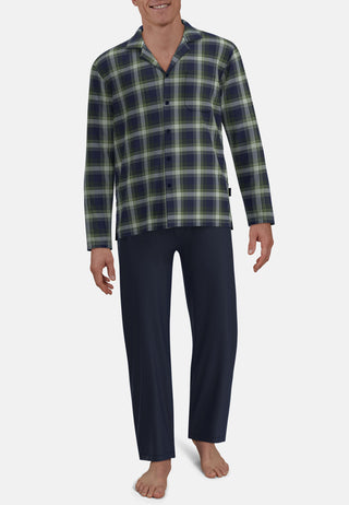 Lounge Set, durchgeknöpft, grün-dunkel-Karo