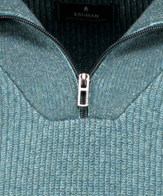 Strickpullover mit Troyer-Kragen, bicolour