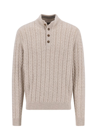 Buttoned Troyer, Soft Knit Cable