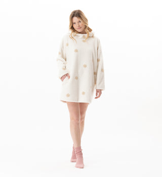 Bestickte Kapuzentunika, ecru