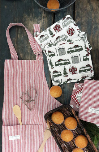 Potholder, Christmas bus, mixed