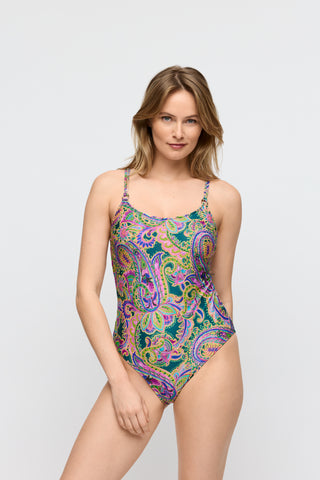 JOLISE Tropical Paisley Unterlegter Badeanzug Bügellos