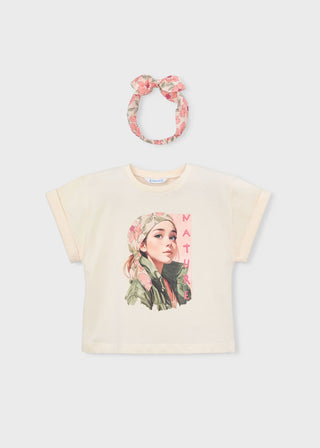 T-Shirt kurzarm Streifen Kichererbse