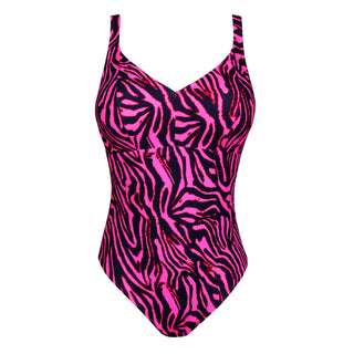 MALABO hot pink zebra Tiefdek. Badeanzug ohne Bügel