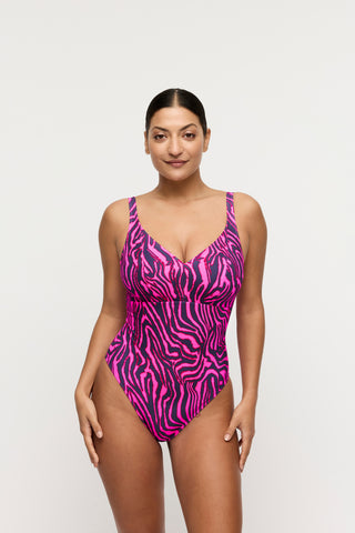 MALABO hot pink zebra Tiefdek. Badeanzug ohne Bügel
