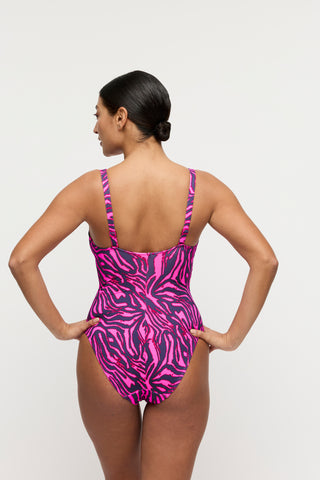 MALABO hot pink zebra Tiefdek. Badeanzug ohne Bügel
