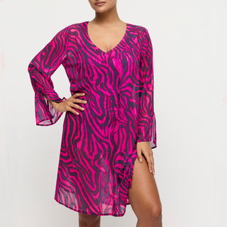 MALABO hot pink zebra Bademode Kaftan