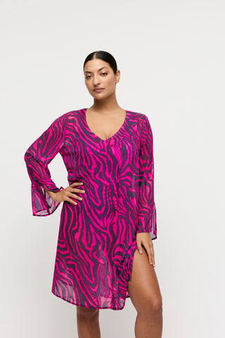 MALABO hot pink zebra Bademode Kaftan