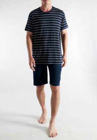 Shorty, Rundhals, blau-dunkel-Ringel