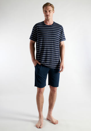 Shorty, Rundhals, blau-dunkel-Ringel