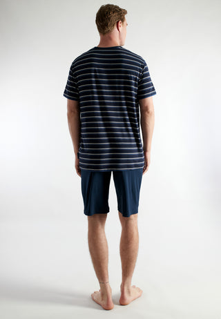 Shorty, Rundhals, blau-dunkel-Ringel