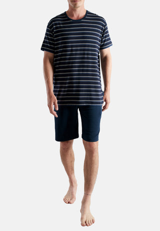 Shorty, Rundhals, blau-dunkel-Ringel