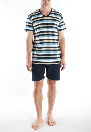 Short Lounge Set, V-A., blau-mittel-Ringel