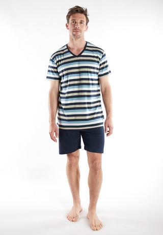 Short Lounge Set, V-A., blau-mittel-Ringel