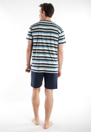 Short Lounge Set, V-A., blau-mittel-Ringel