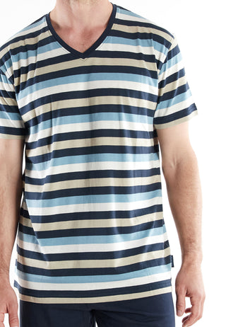 Short Lounge Set, V-A., blau-mittel-Ringel