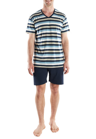 Short Lounge Set, V-A., blau-mittel-Ringel