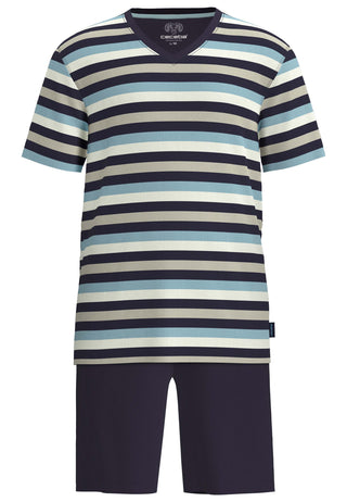 Short Lounge Set, V-A., blau-mittel-Ringel