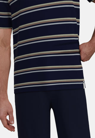 Short Lounge Set, V-A., blau-dunkel-Ringel