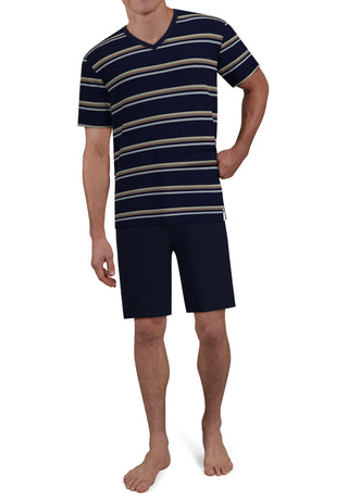 Short Lounge Set, V-A., blau-dunkel-Ringel