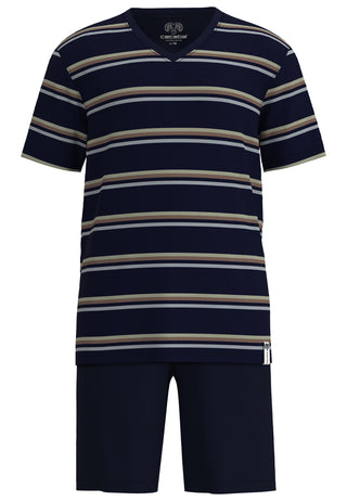 Short Lounge Set, V-A., blau-dunkel-Ringel