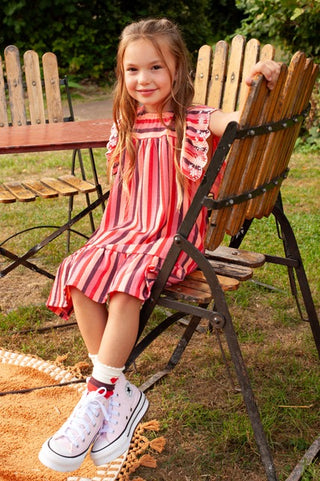 Kleid Ringel Seersucker - Salsa Sunset