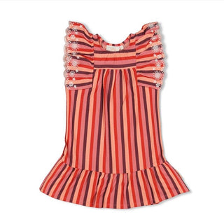 Kleid Ringel Seersucker - Salsa Sunset