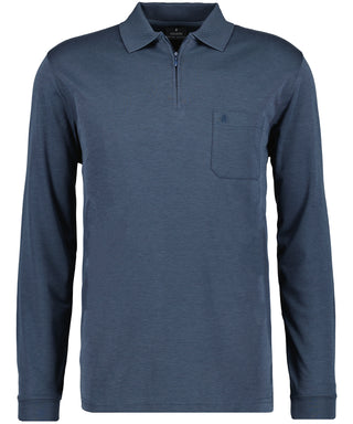 Softknit-Poloshirt Langarm mit Zip