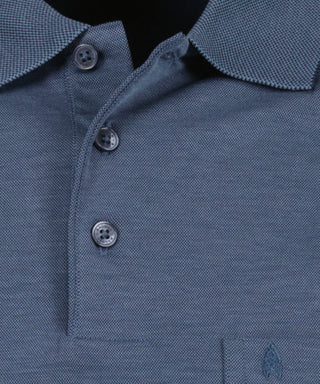 Softknit-Polo mit Brusttasche, Langarm