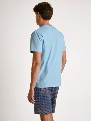 HERREN Pyjama kurz, cascade blue