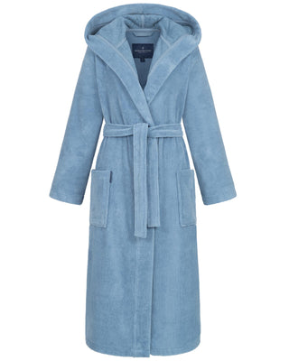 Morgenstern Bademantel Damen Kapuze, Multifaser, Geena 2 , jeansblau