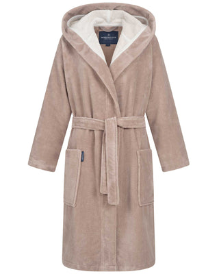 Morgenstern Bademantel Damen Kapuze, kurz, Multifaser, MILA, taupe