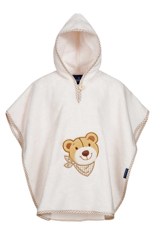 Morgenstern Badeponcho 1-3 Jahre, reine Baumwolle, Bär, creme