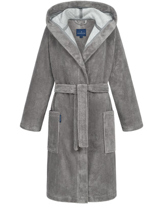 Morgenstern Bademantel Damen Kapuze, kurz, Multifaser, MILA, terra/graub., XS