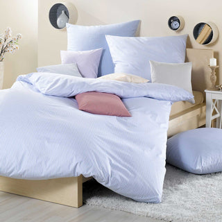 Lorena Mako Batist Bettwäsche Ministreifen (0,5cm) Basel Bahama Beige Garnitur 135x200cm + 80x80cm