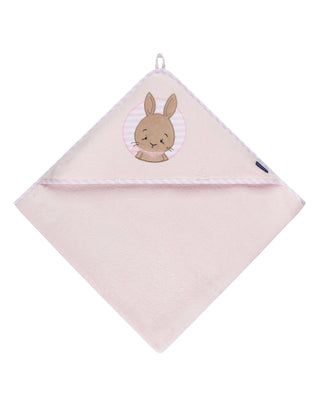 Kapuzenhandtuch 100x100, Luxus Baumwolle, HASE, rosa