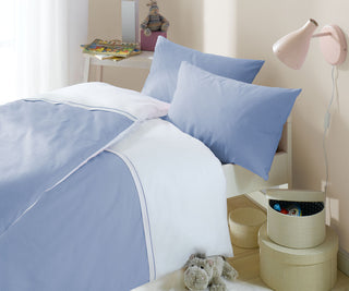 Lorenchen Mako Batist Kinderbettwäsche Karo Maxi Blau Garnitur 135x200cm + 80x80cm