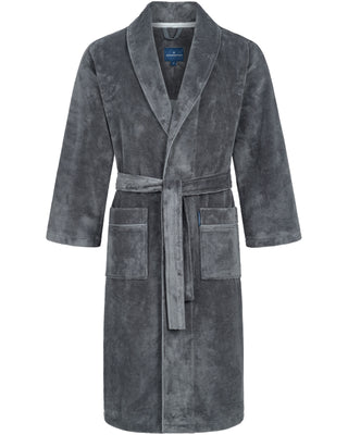 Morgenstern Bademantel Herren Schalkragen, Multifaser, BO, stein/grau, M