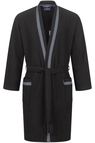 Morgenstern Bademantel Herren Kimono, leicht, Skylight, Elias, schw./anthr., M
