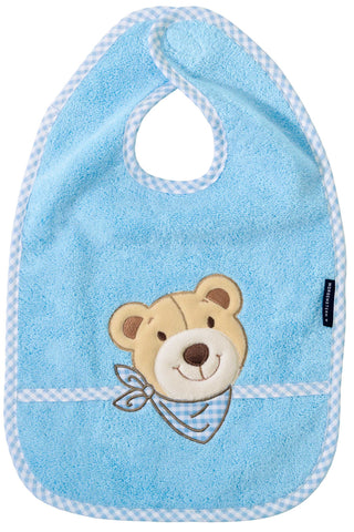 Morgenstern Lätzchen Bär, Luxus Baumwolle, blau