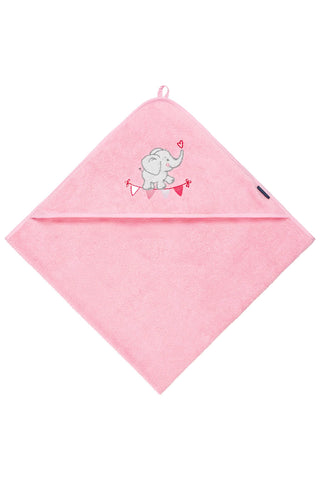 Kapuzenhandtuch 100x100, Luxus Baumwolle, Elefant, rosa