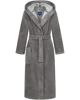 Morgenstern Bademantel Damen Kapuze, Multifaser, Geena LANG, terra/graubraun, S