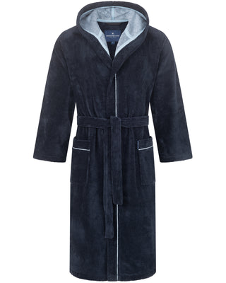 Morgenstern Bademantel Herren Kapuze, Multifaser, Daniel, marine/blau