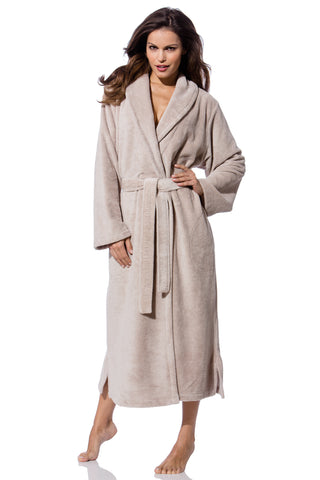 Morgenstern Bademantel Damen Schalkragen, Multifaser, Anna, sand