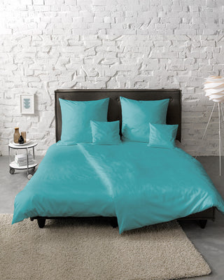 G-009100 | colours | fleuresse | Seidig glänzende Mako Satin Bettwäsche blau |  6066 PETROL  | 100% Baumwolle | 4043202303780