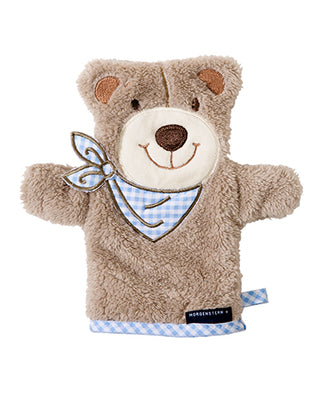 Morgenstern Waschhandschuh Figur Bär aus Microfaser blau